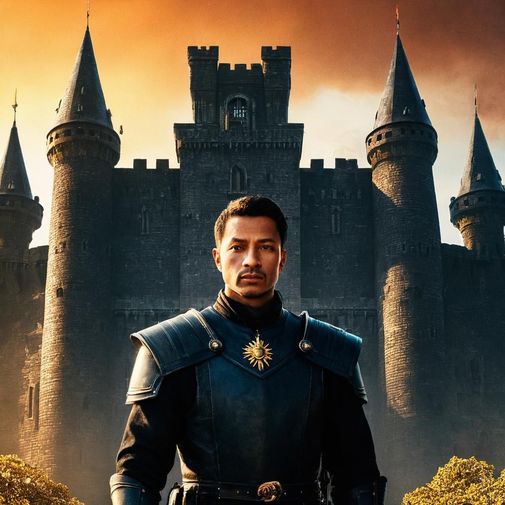 Dark Fantasy Castle at Sunrise: Matte Painting