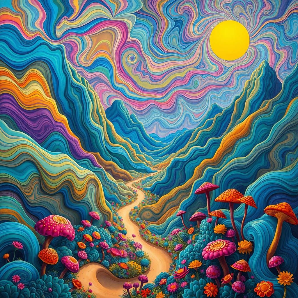 Dreamlike Landscape in Vibrant Colors by a Surreal Artist