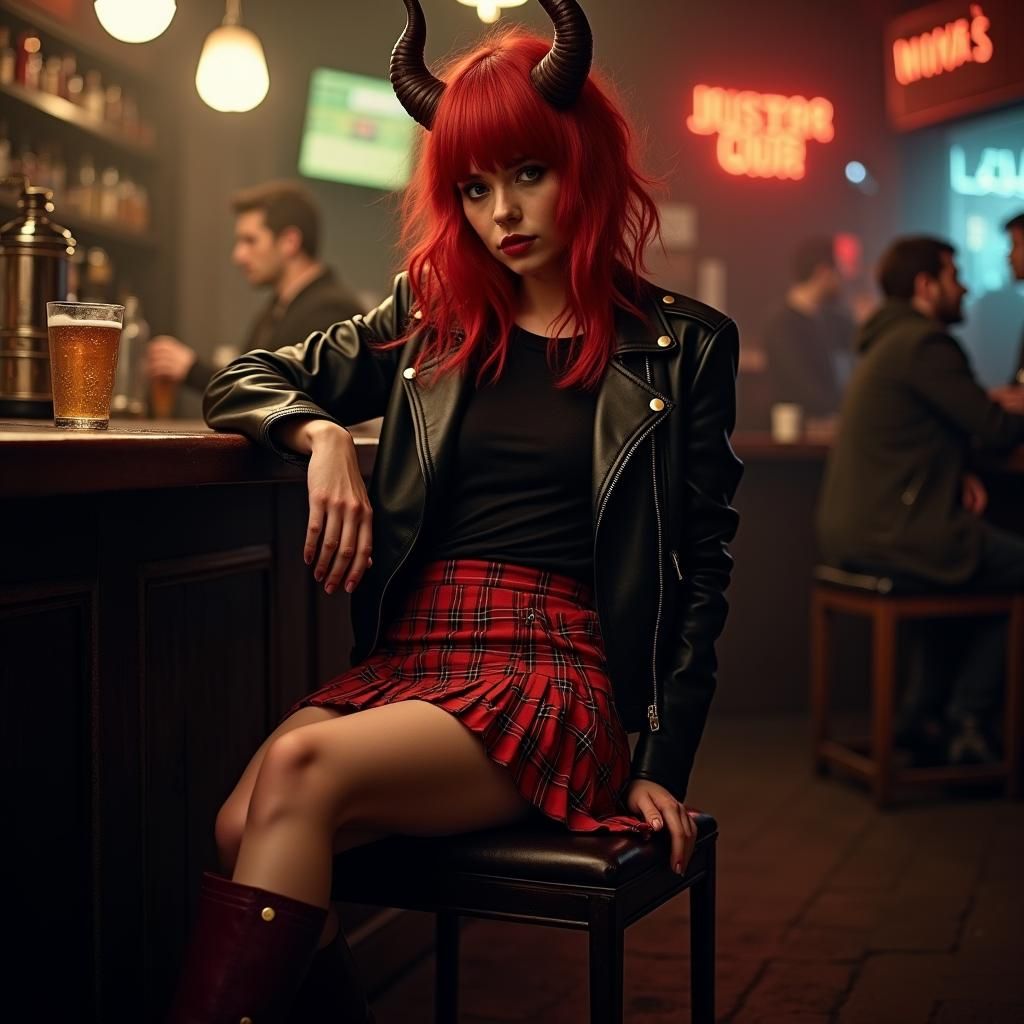 Fiery Woman with Horns in Dublin Bar