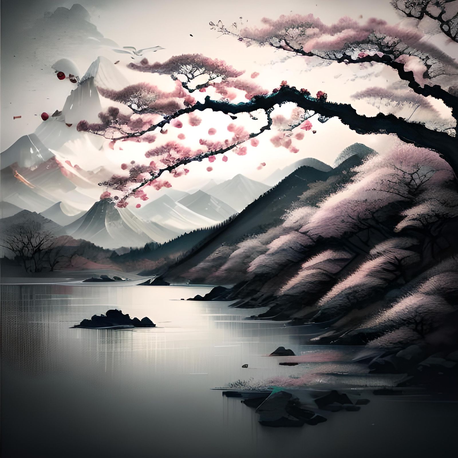Cherry blossoms ink