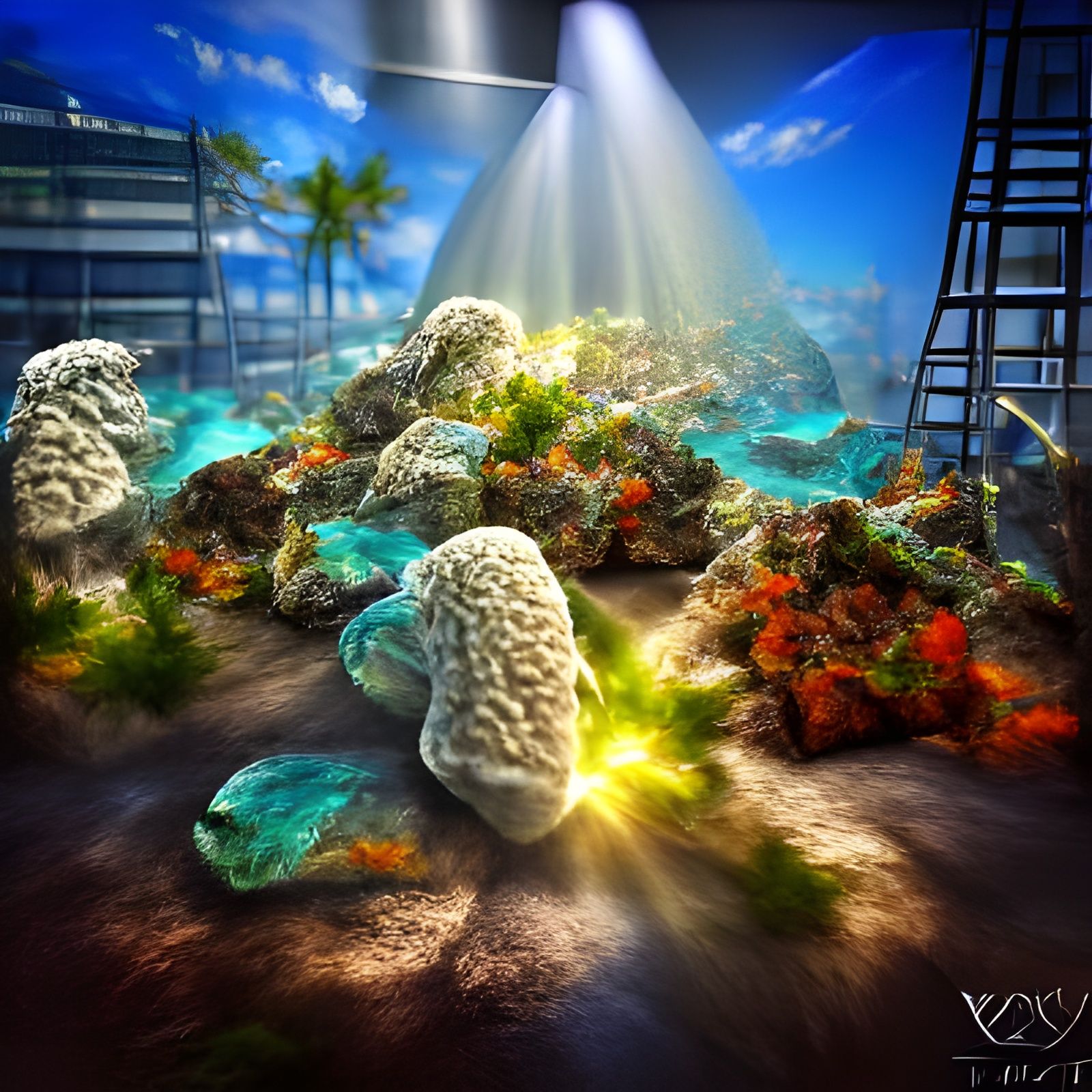 Hyperrealistic Coral Reef in Bright Sunlight