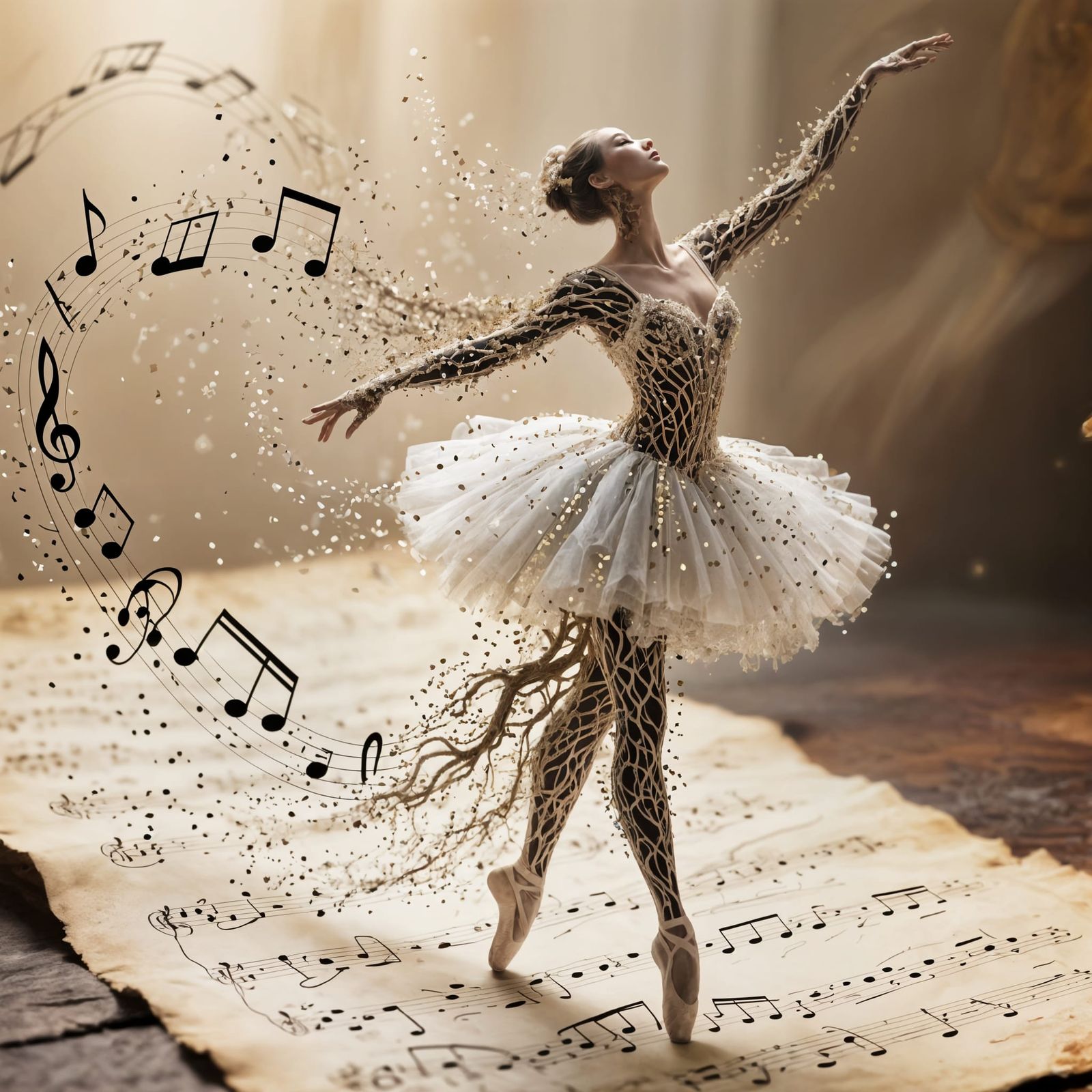 Ethereal Ballerina Embodies Music in Surreal Digital Art