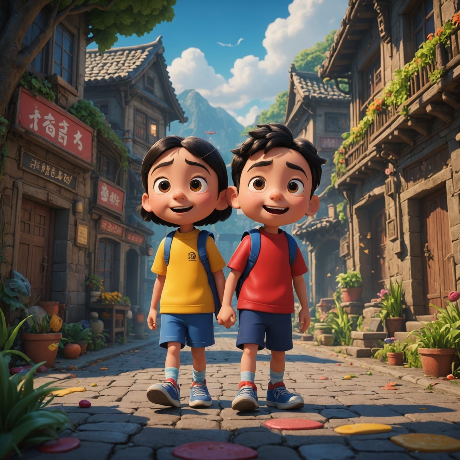 Crayon Shin-chan and Sister: Detailed Matte Painting