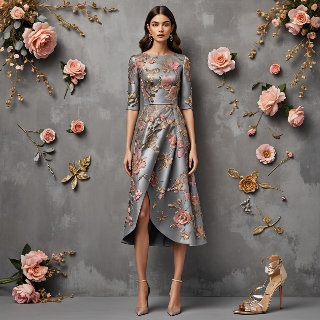 Elegant Woman in Evening Gown: Digital Art