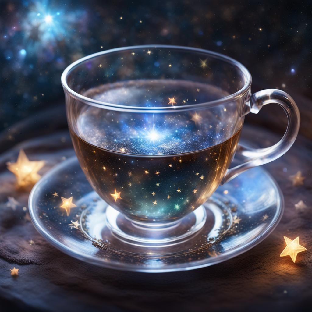 Galactic Tea Cup: Stars and Galaxies in Glass