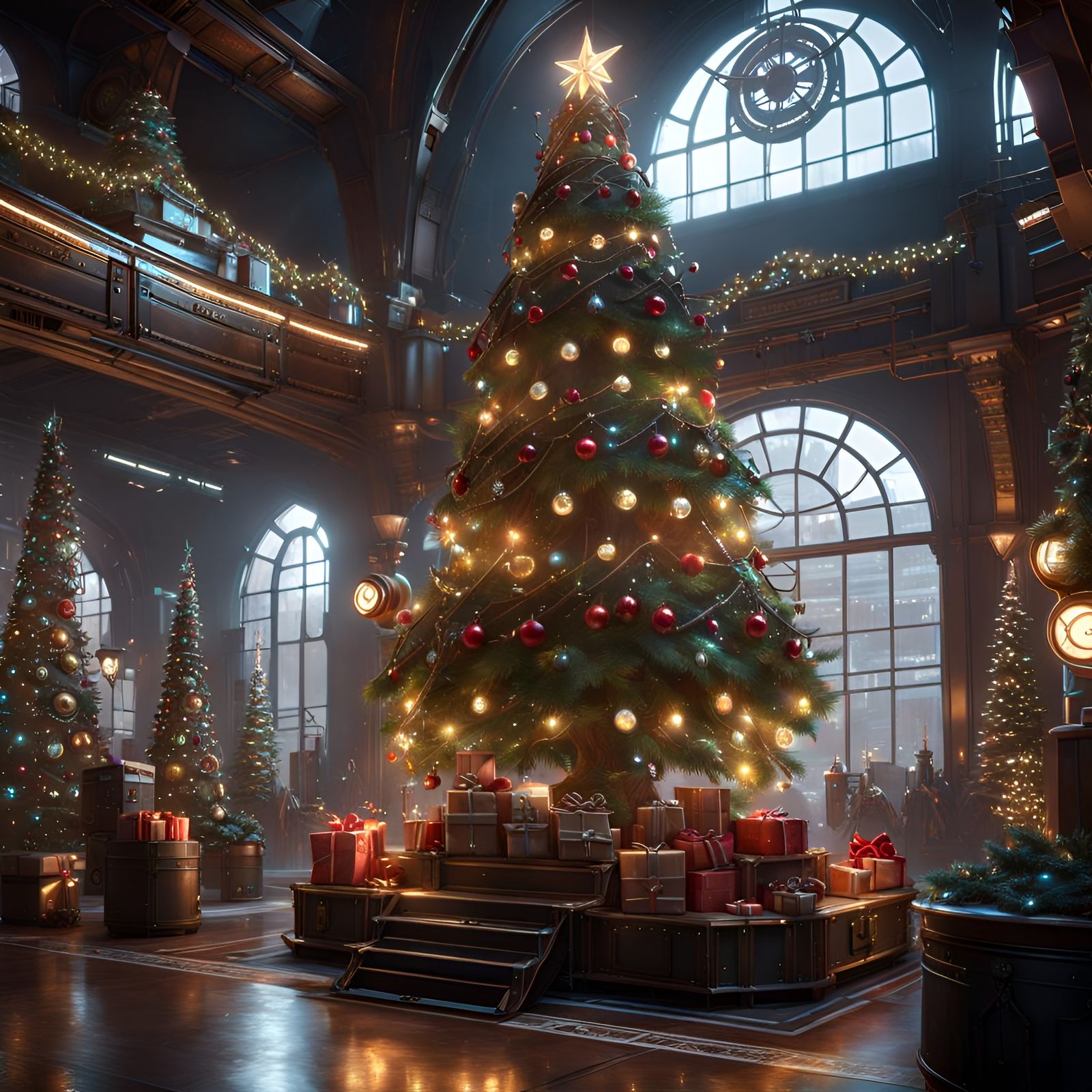Cyberpunk Steampunk Christmas Tree with Enhancements