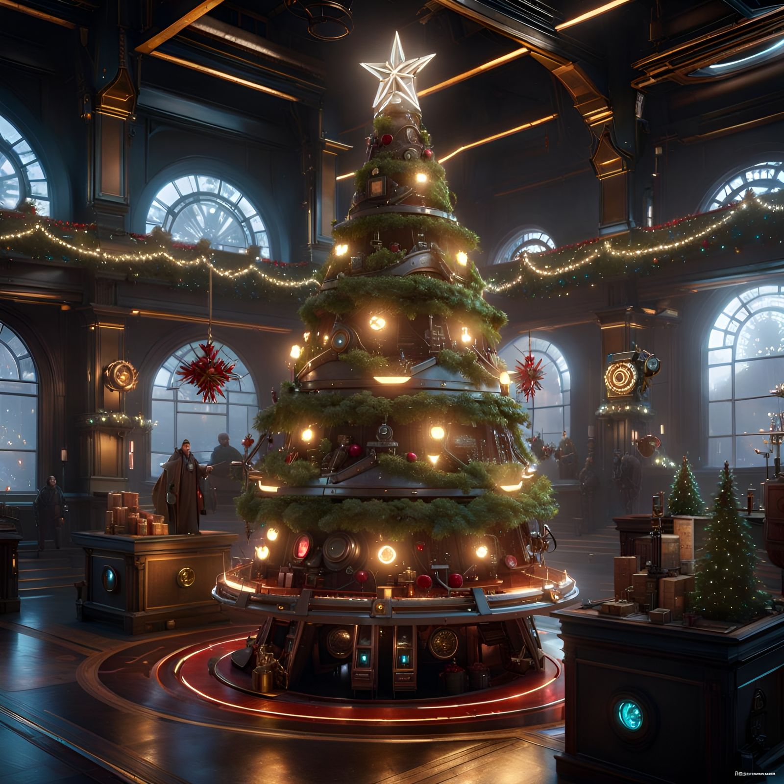 Cyberpunk Steampunk Christmas Tree in 3D