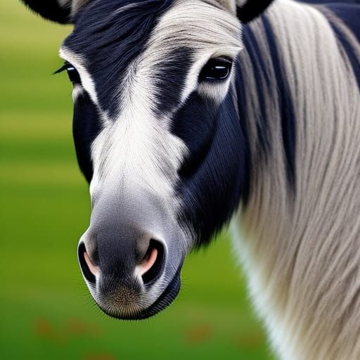 Realistic Miniature Mediterranean Donkey in Flower Field