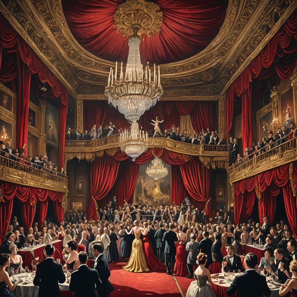 Burlesque Dancers on Stage in Fin de Siècle Style