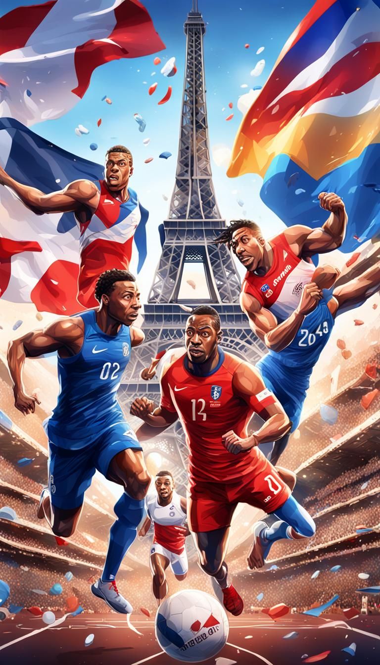France 2024 Olympics Comic Style Poster