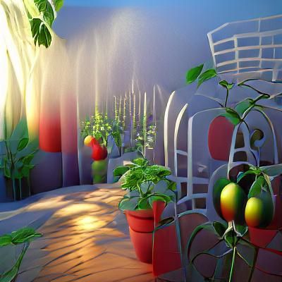 Radiant Tomato Plants: Detailed Matte Painting