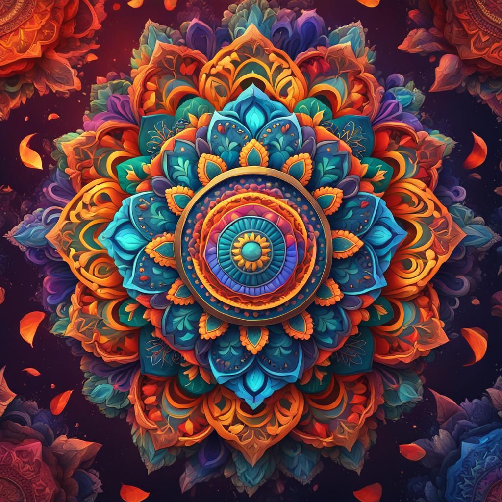Colorful Mandalas Wallpaper in Detailed Matte Style