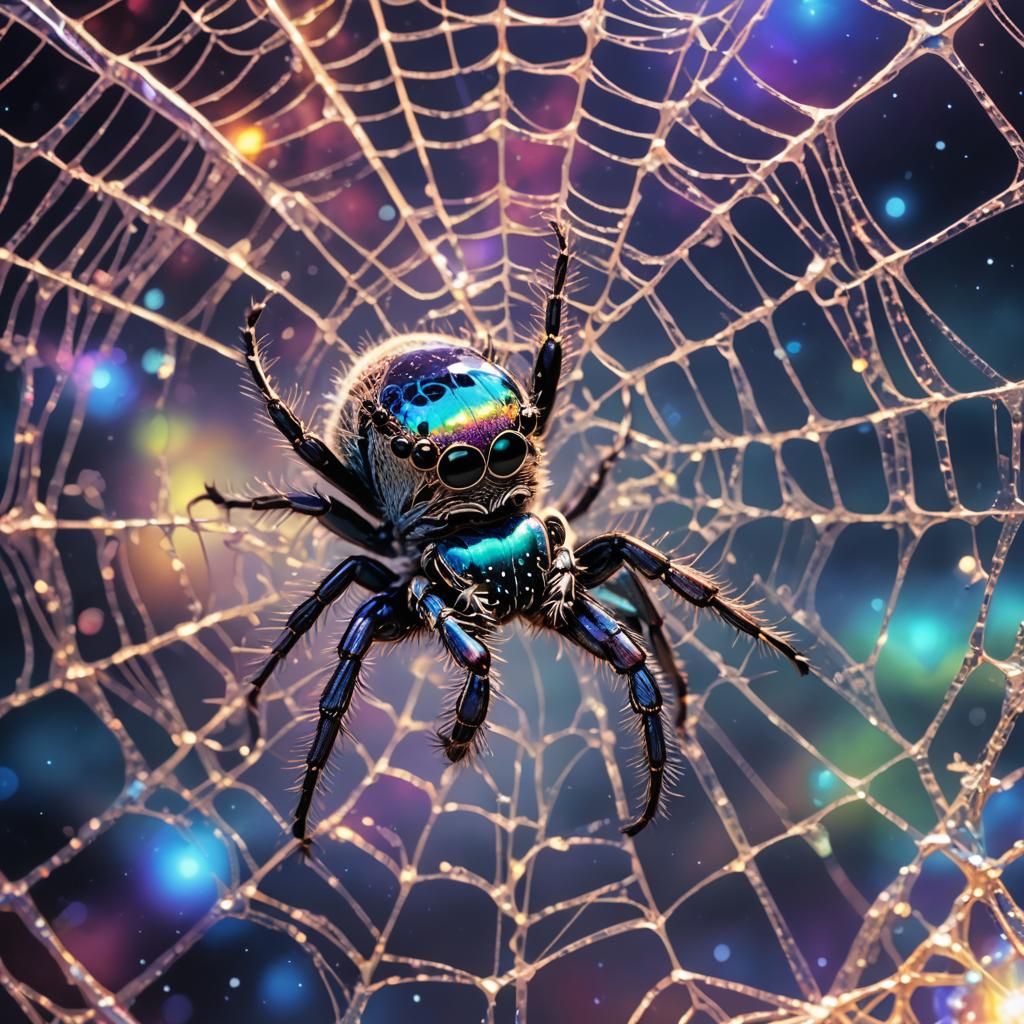 Cosmic Jumping Spider Ready to Pounce