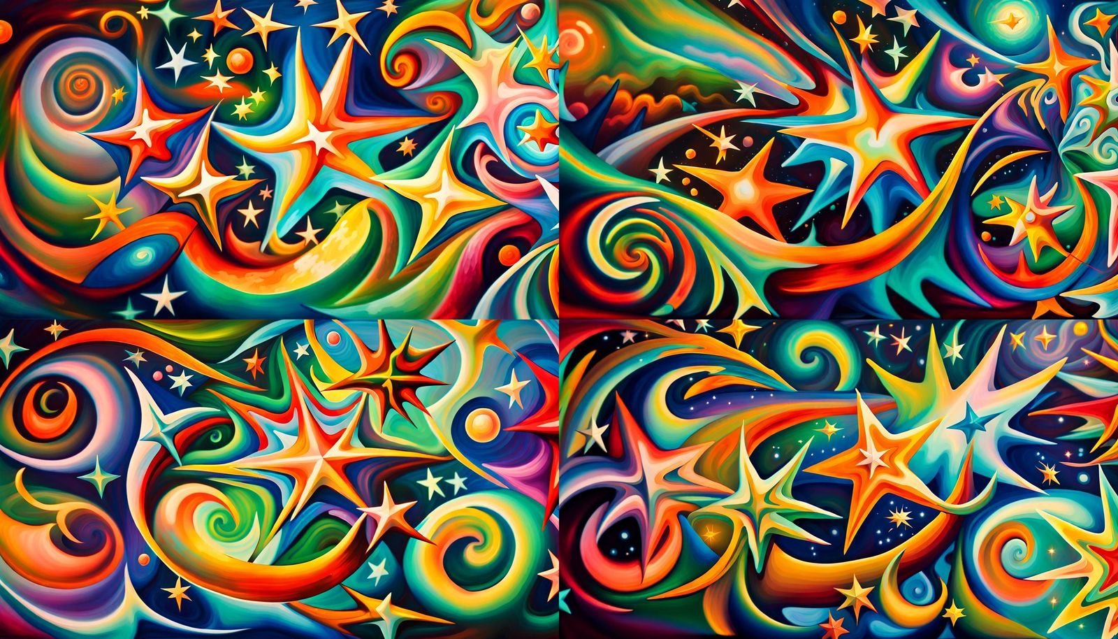 Iridescent Stars Connected in Electro-Magnetic Plasma, Naive...