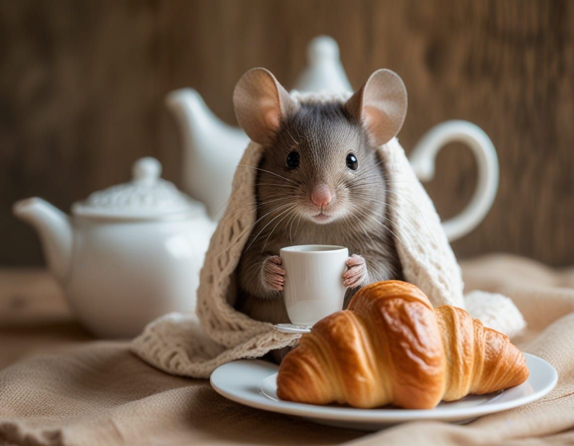 Cute Mouse in Cozy Morning Scene