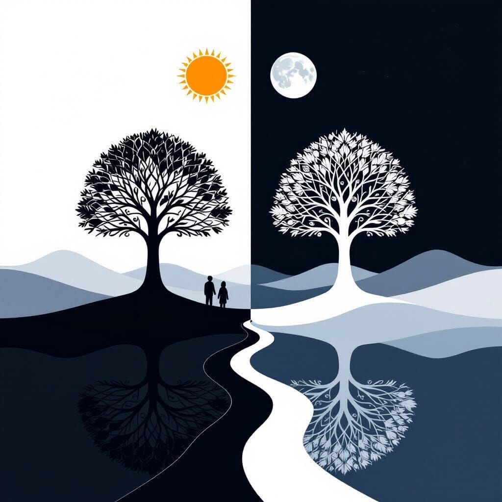 Contrasting Landscapes: Day and Night Symmetry