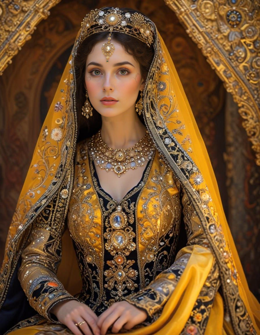 Glowing Rococo Bride Manifestation in Quantum Dream