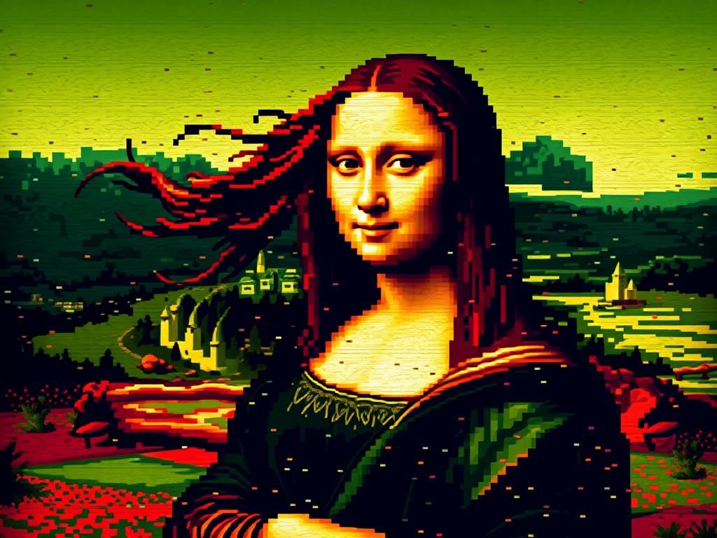 Pixel Art Mona Lisa in 64-bit Video Game