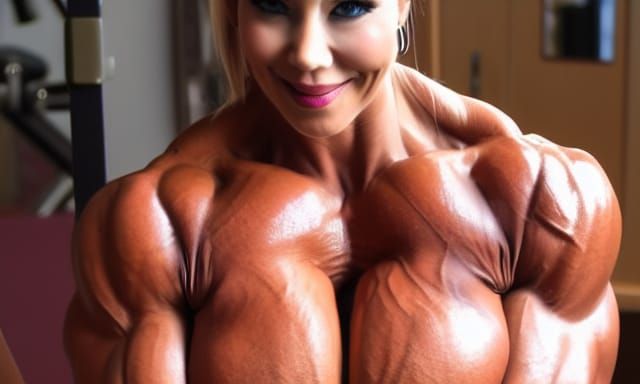 Extremely Muscular Female Bodybuilder Mom