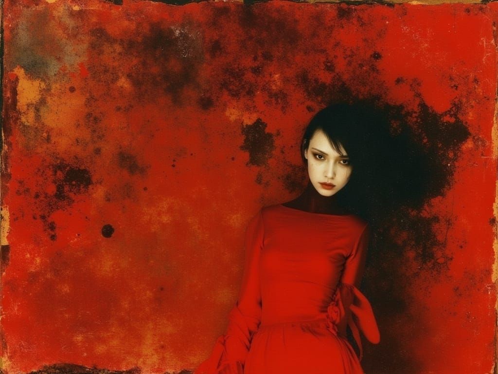 Expressive Figure in Dominant Red, Egon Schiele Style