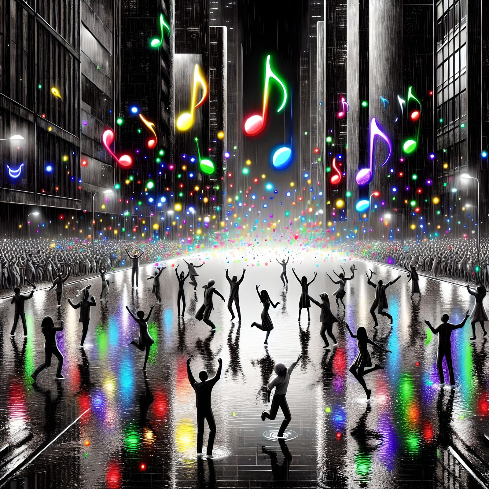 Monochrome City Dancing in a Symphony of Rain