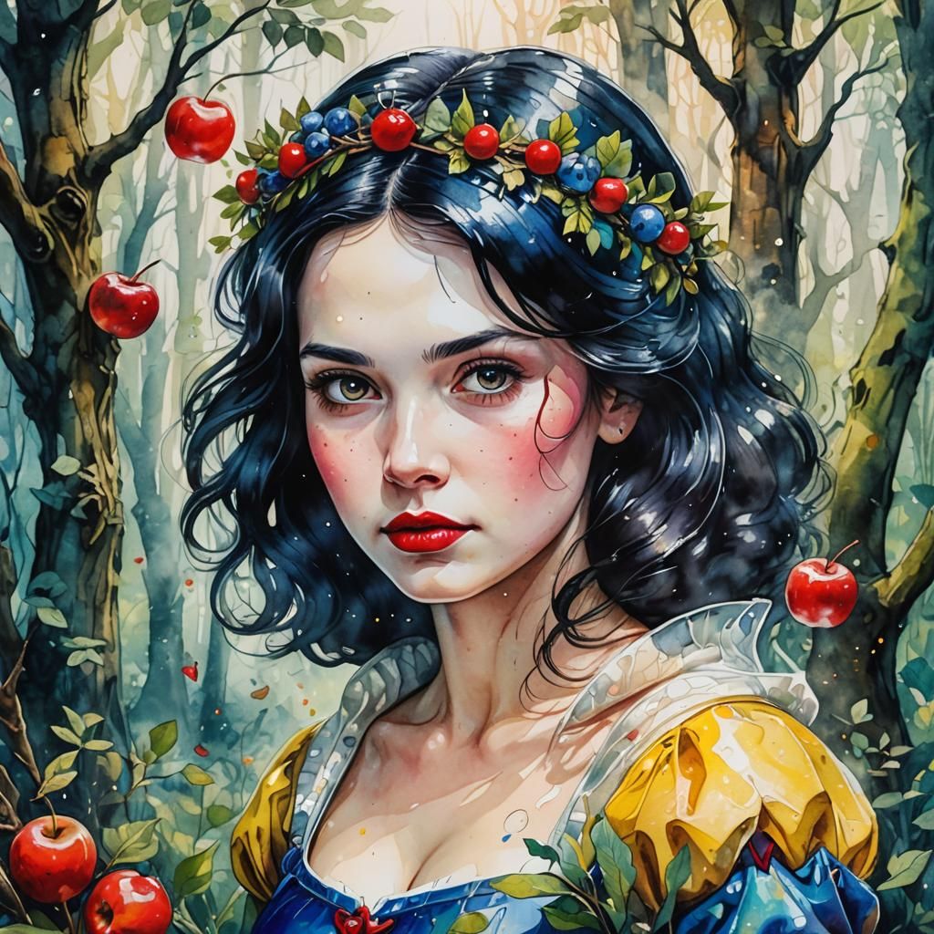 Snow White Portrait in Enchanted Forest