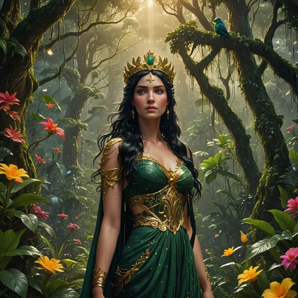 Aphrodite in Rainforest: Fantasy Concept Art