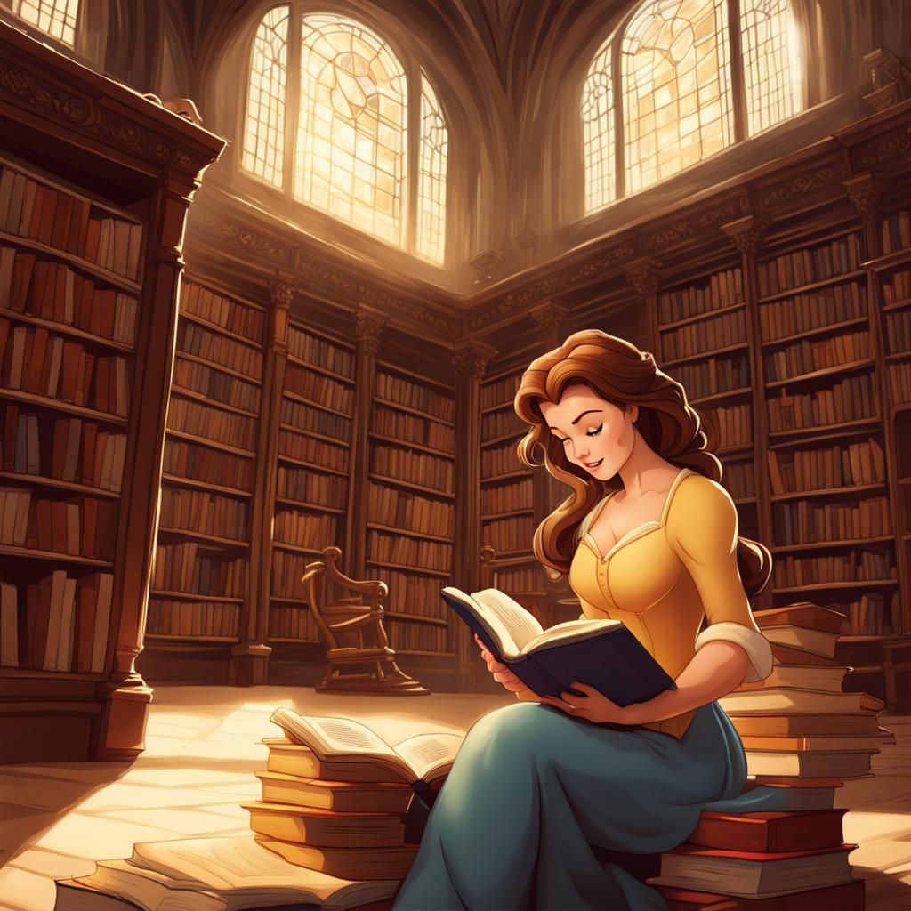 Belle Reads in Grand Library