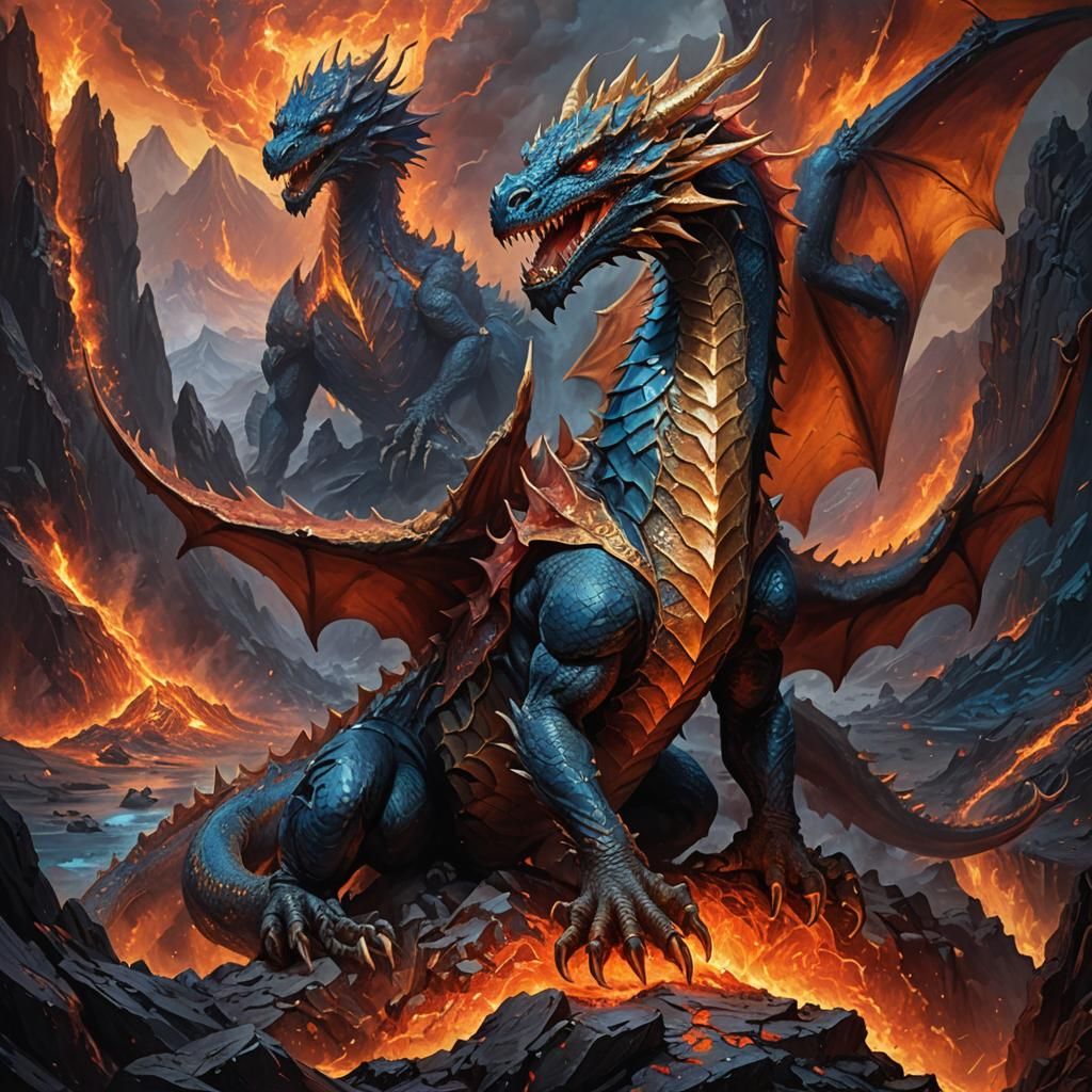 Dragon on Volcano: Detailed Matte Painting