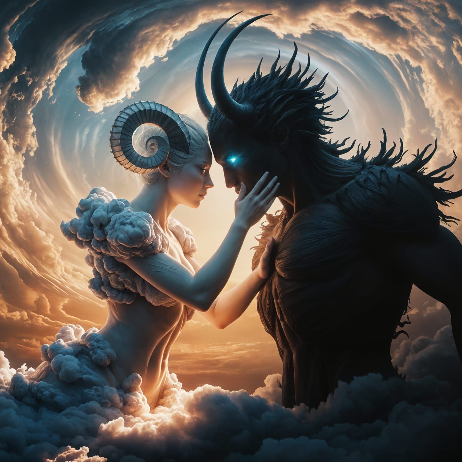 Radiant Goddess Consoles Despair in Celestial Skies