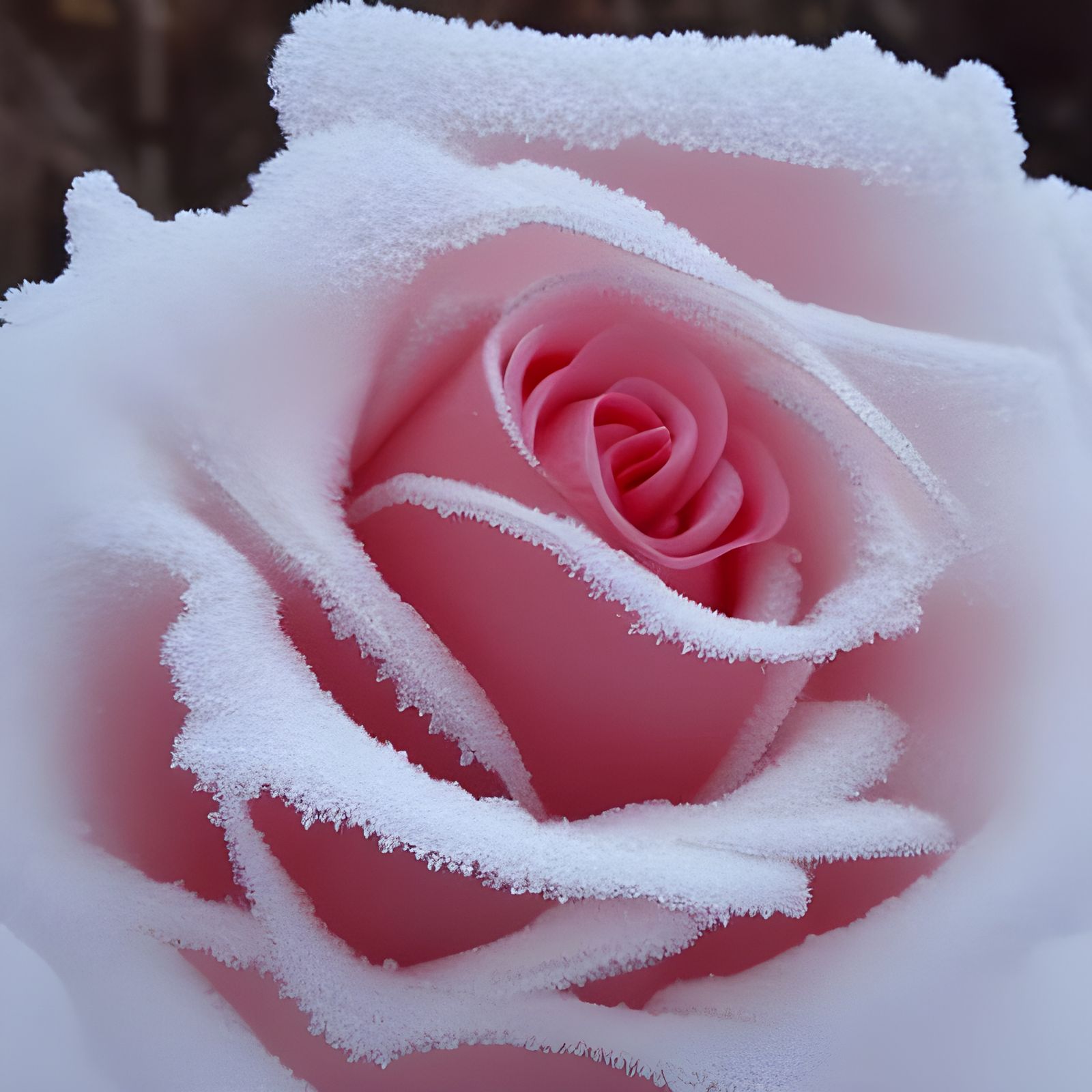 Icy Rose Sculpture with Frost