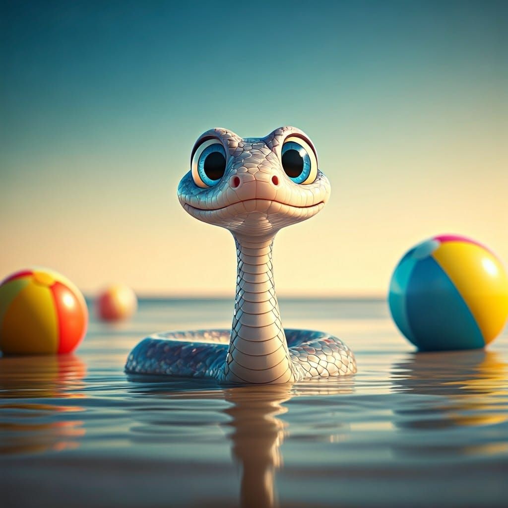 Transparent Baby Snake Frolicking on Sunny Beach