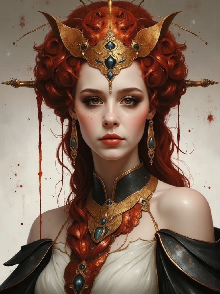 Surreal Goddess in Vibrant Triadic Colors with Dramatic Ligh...