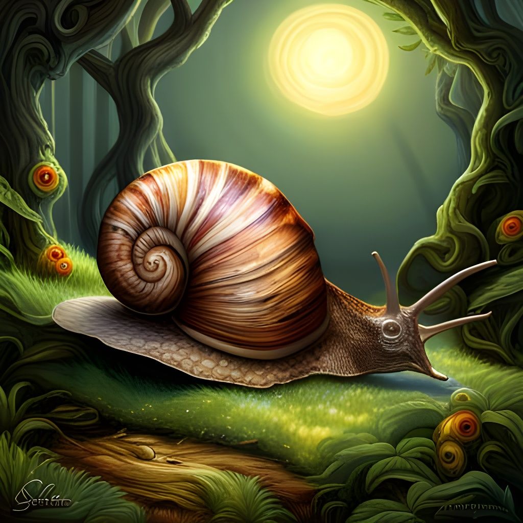 Handsome Snail in Magical Fairy Setting