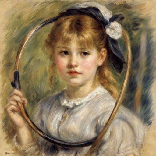 Girl with Hoop in Impressionistic Style