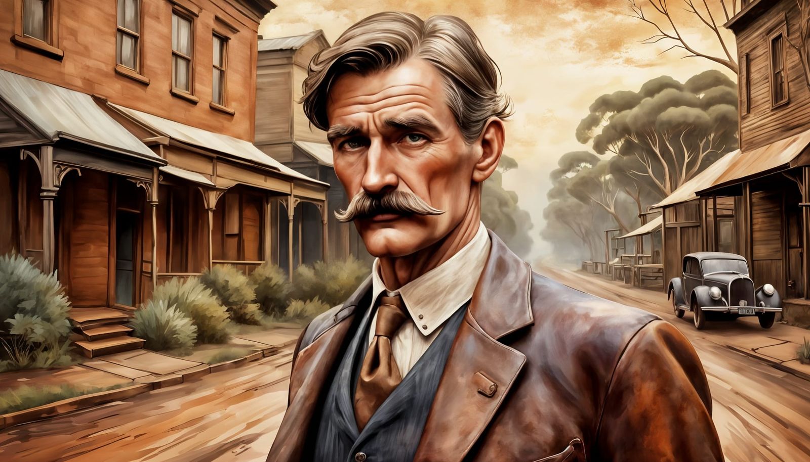 Distinguished Australian Writer in 1900s Street Attire