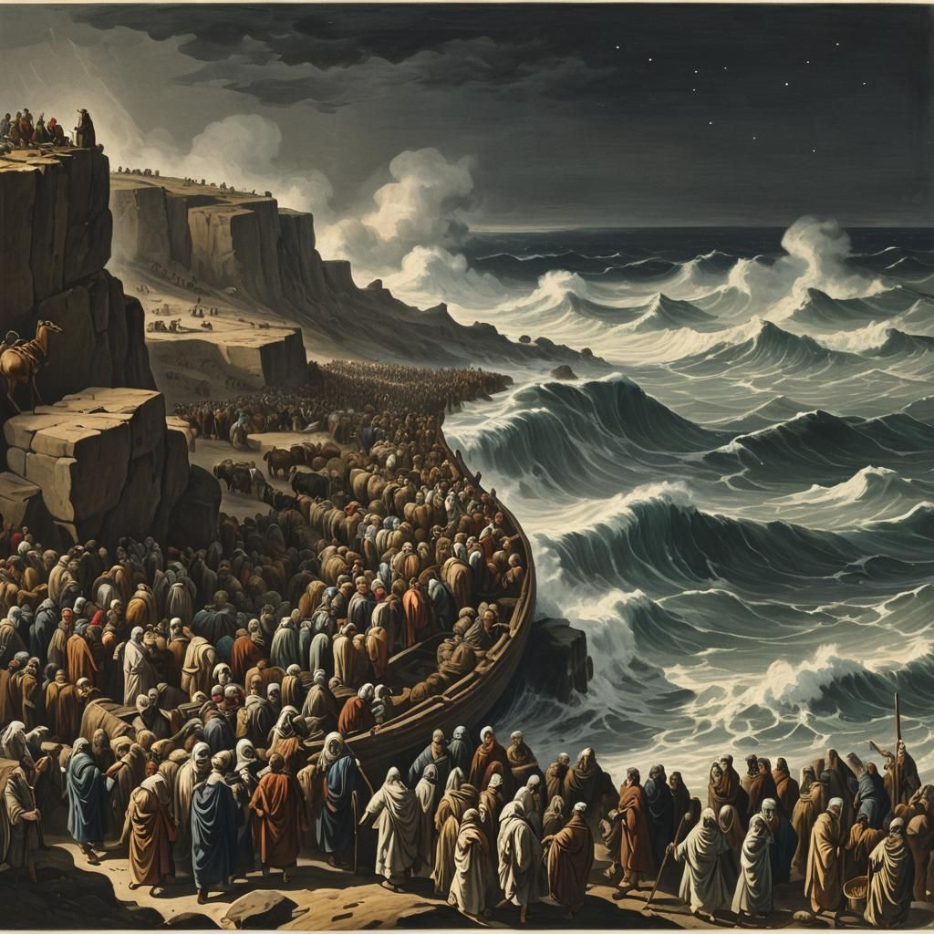 Moses Leads Israelites Through Red Sea