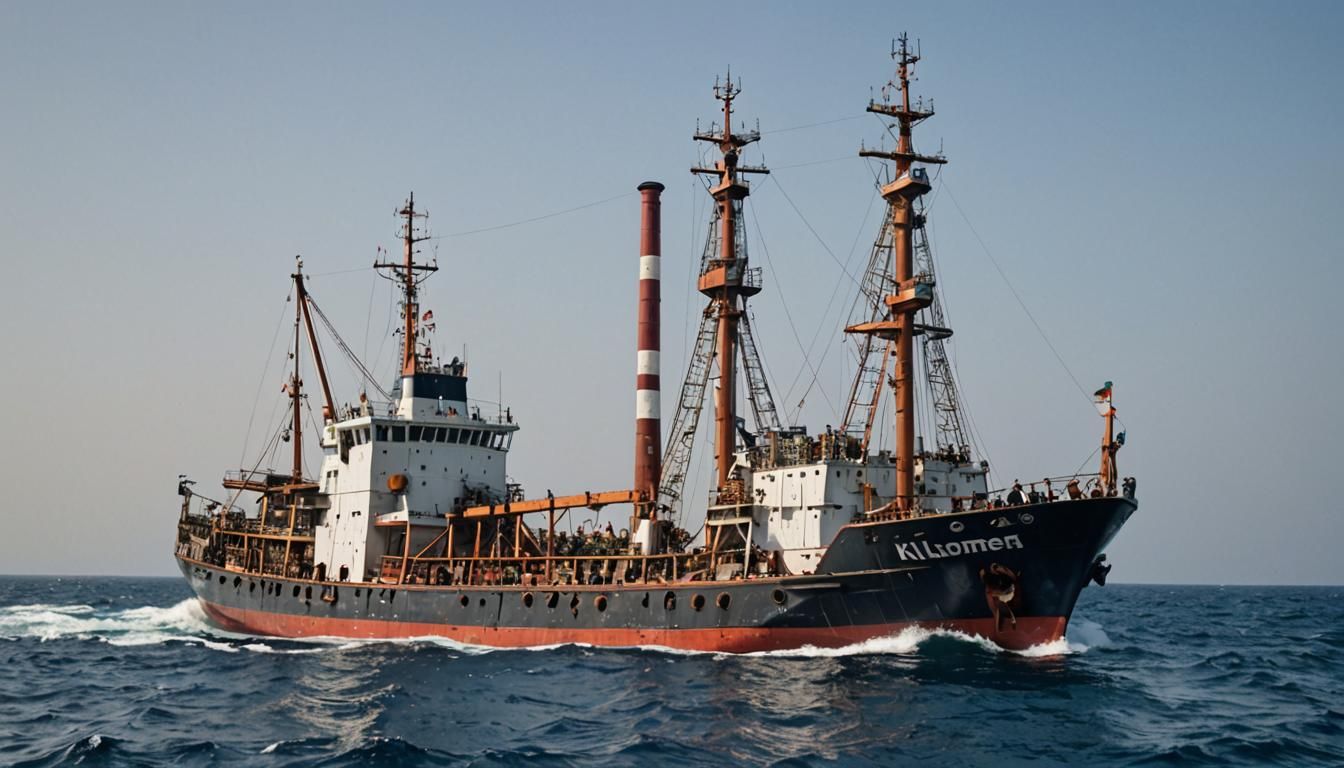 Giant Fishing Ship on High Seas