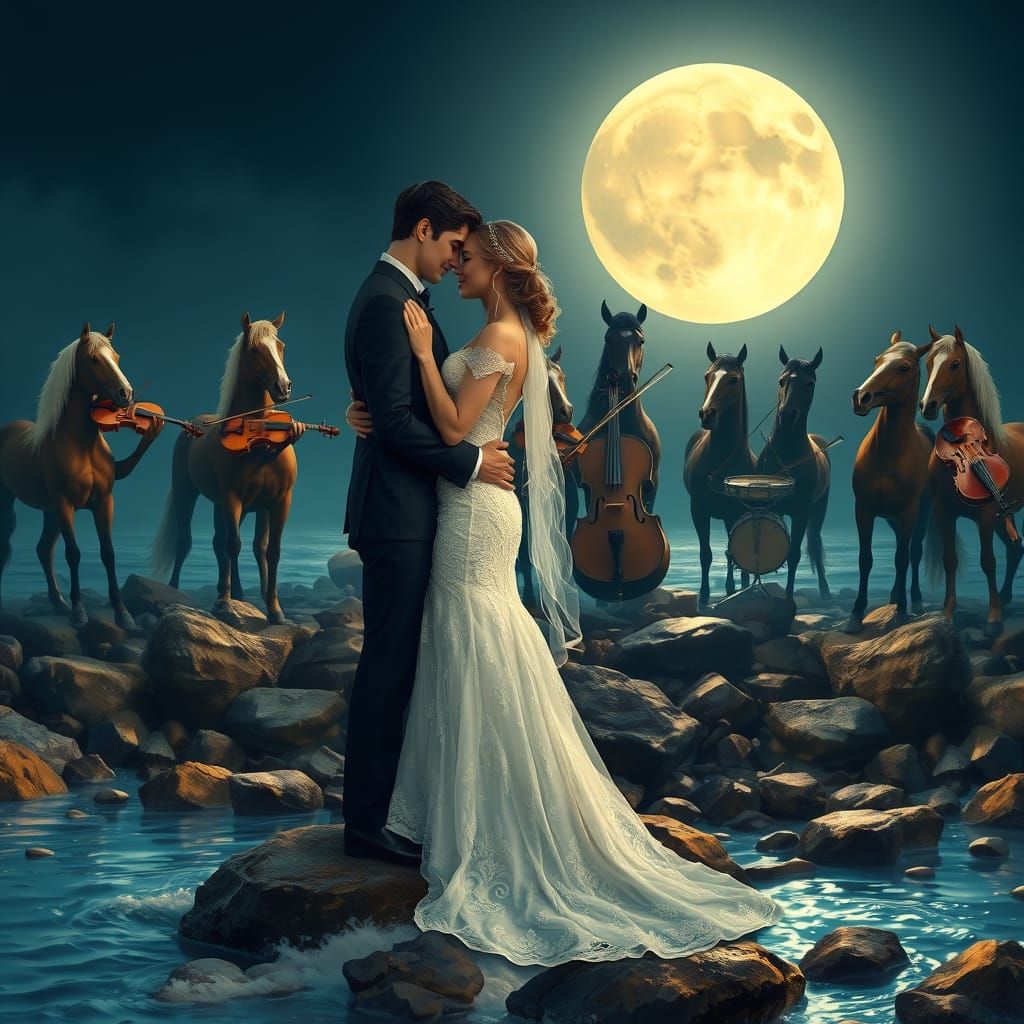 Whimsical Surrealist Dream of Love and Music