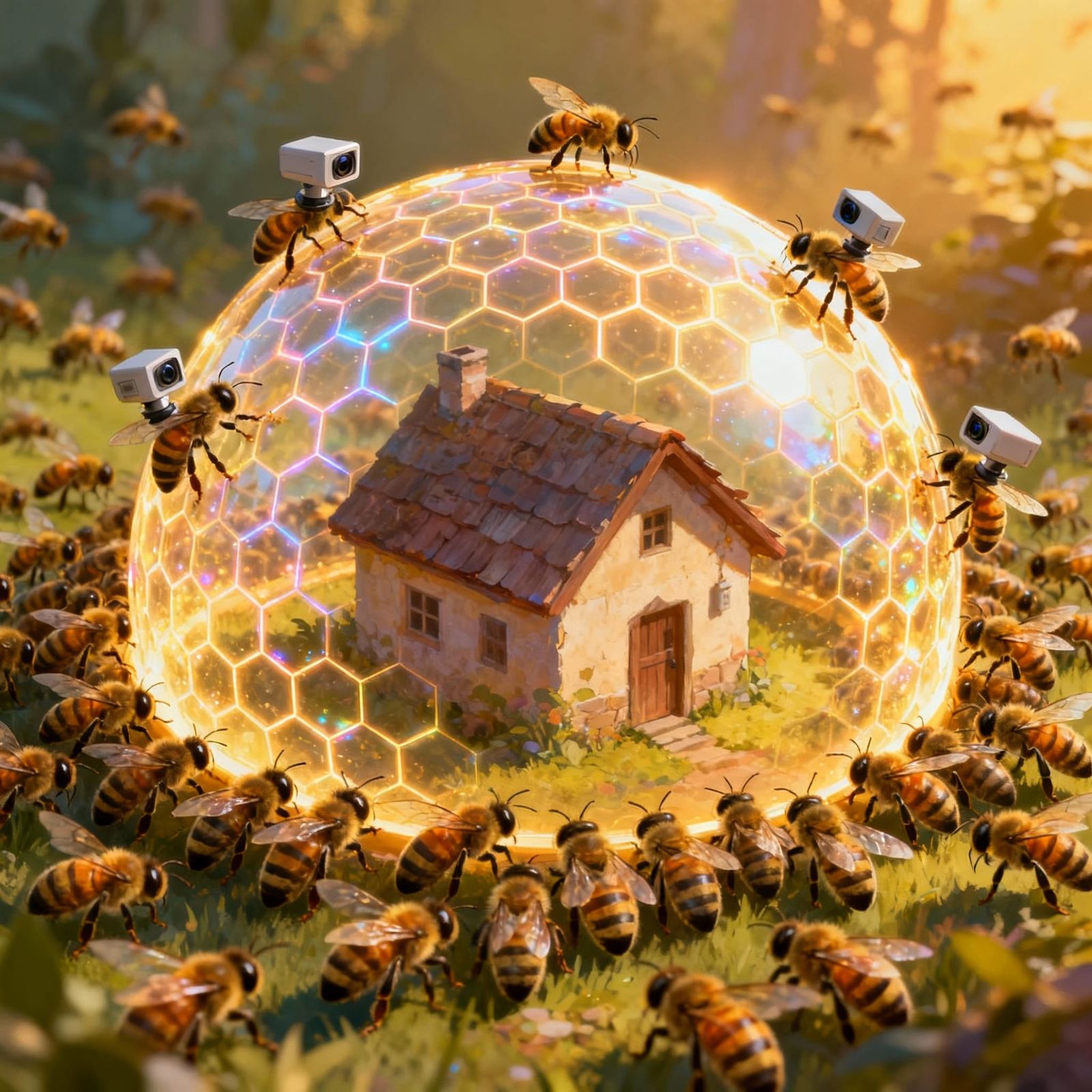 Honey Bees Swarm Force Field Dome Cottage