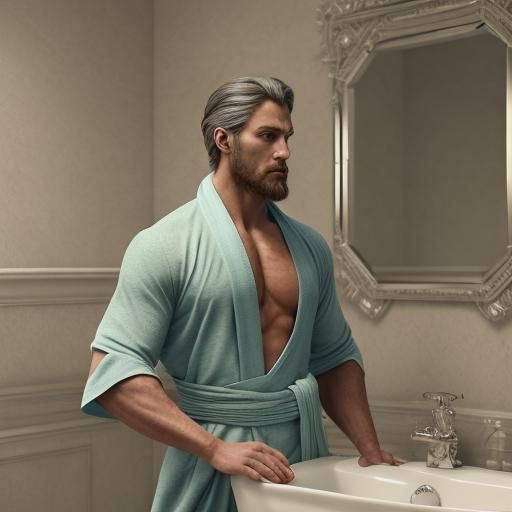 Man in Bathroom Mirror: Detailed Matte Painting
