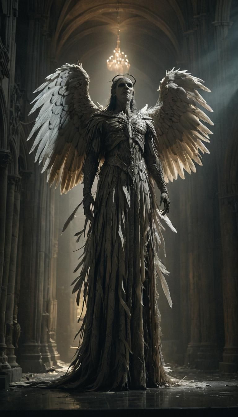 Terrifying Horror God in Desolate Cathedral: Cinematic Still