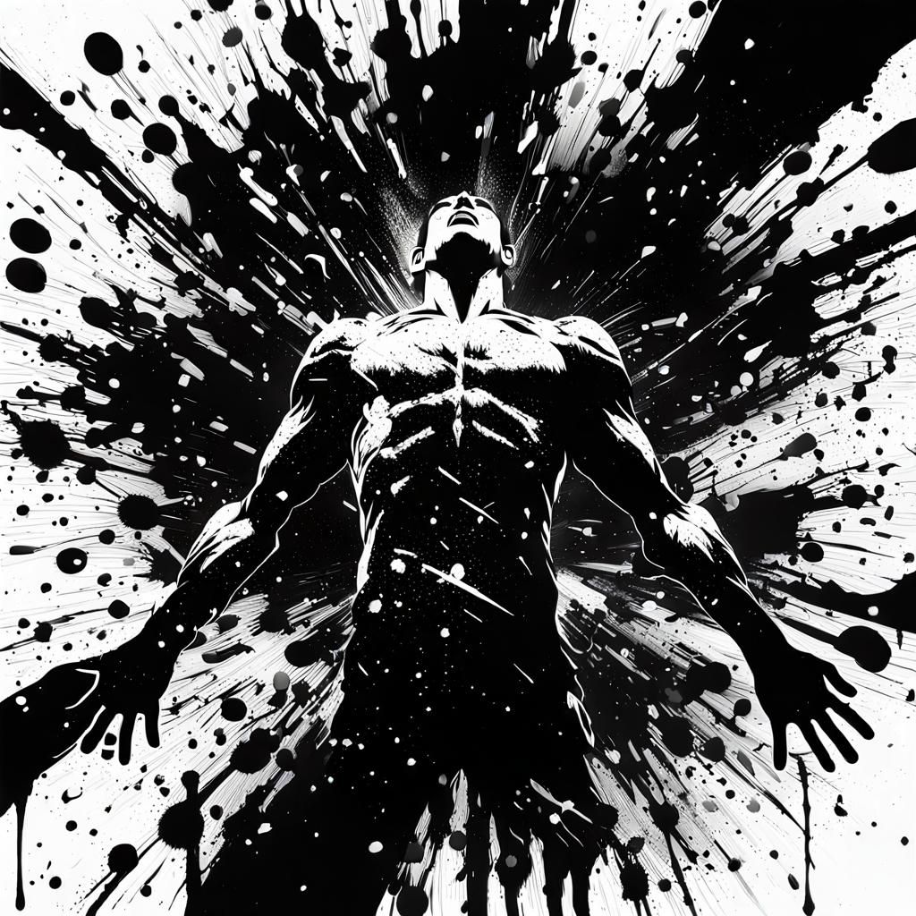 Dynamic Black and White Humanoid Emergence