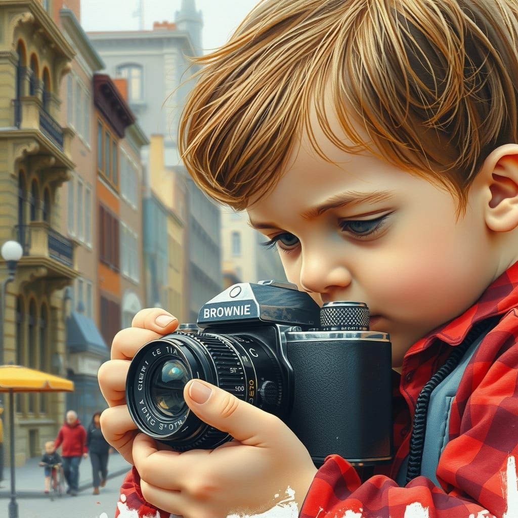 Childhood Curiosity: Vintage Camera in Watercolor Style