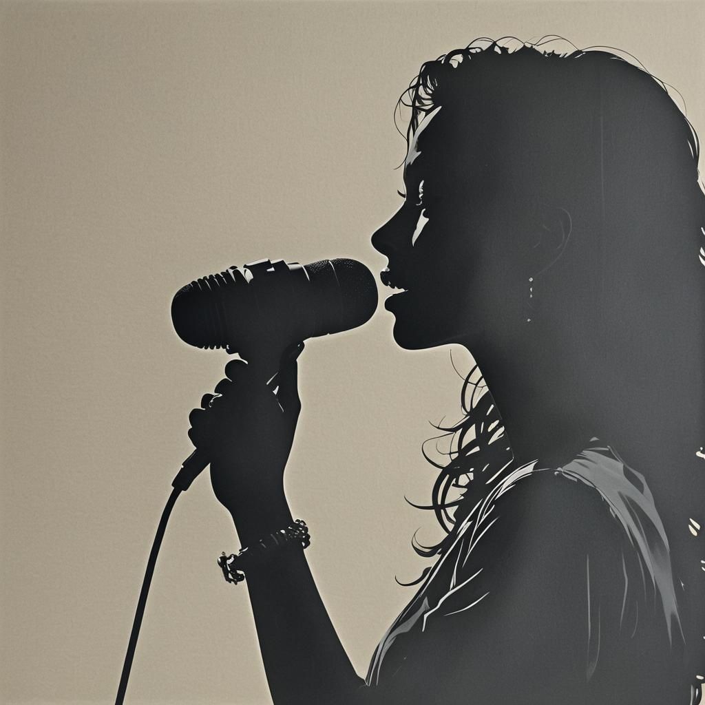 Monochromatic Singer Silhouette Conceptual Art