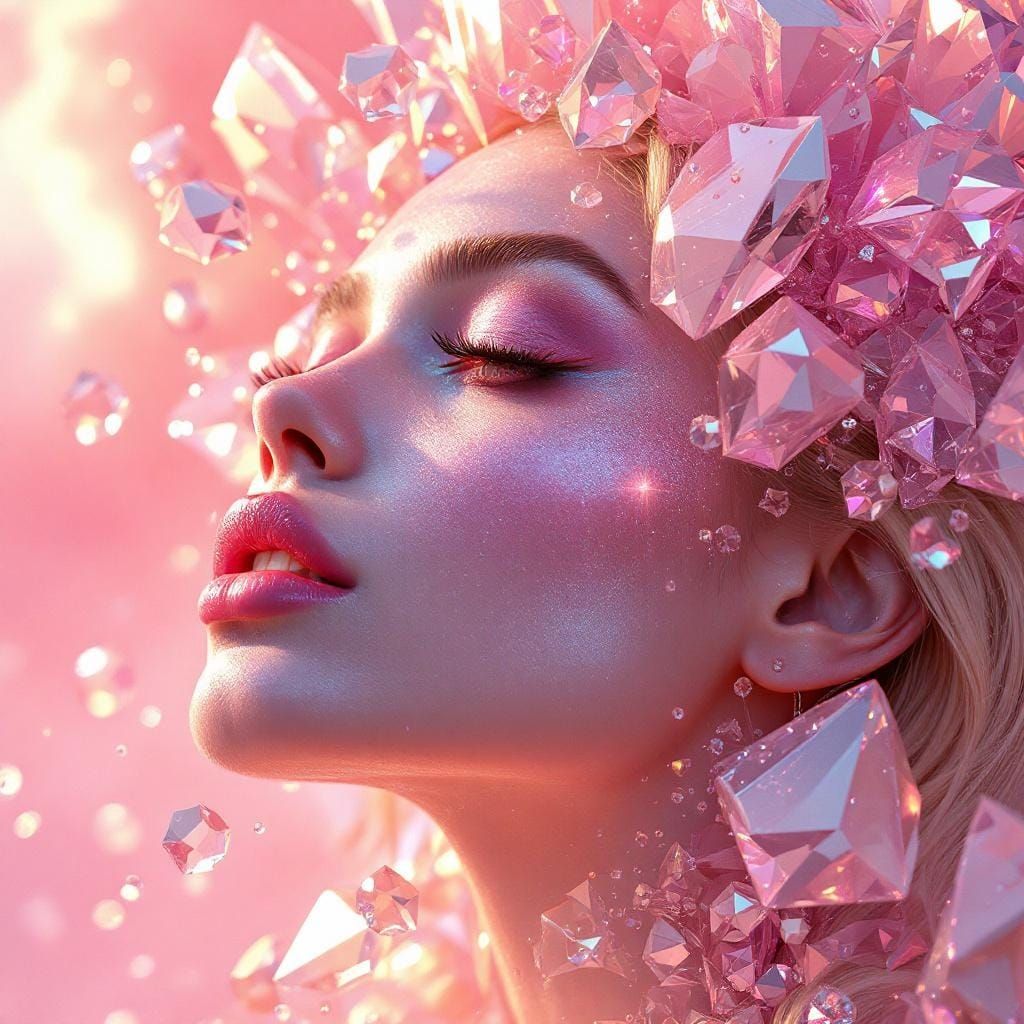 Surreal Crystal Face Reflects Morning Sunlight