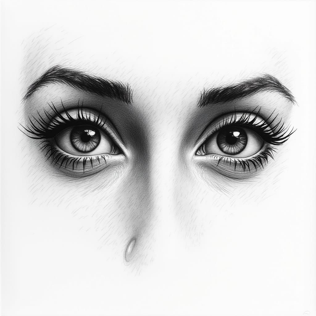 Expressive Eyes in Wild Pencil Sketch Style