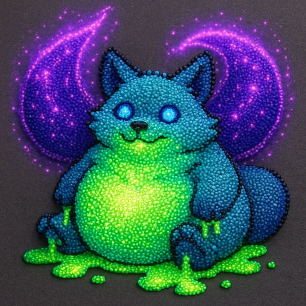 Bead Art: Glowing Cosmic Fox with Gooey Paws