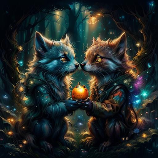 Orange Spider Creature in Mist Shrouded Forest