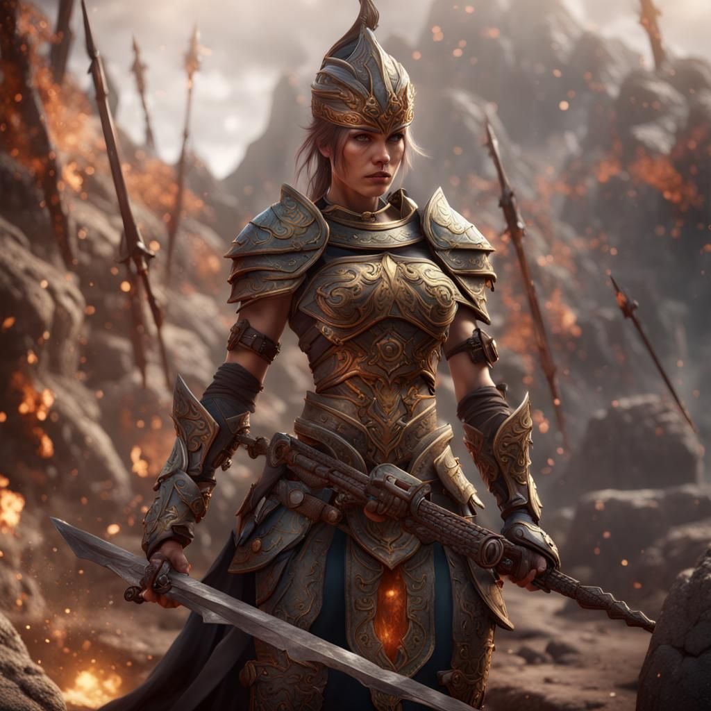Fantasy Female Warrior Concept Art in 8k